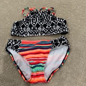 2 piece patterned bathing suit set girls